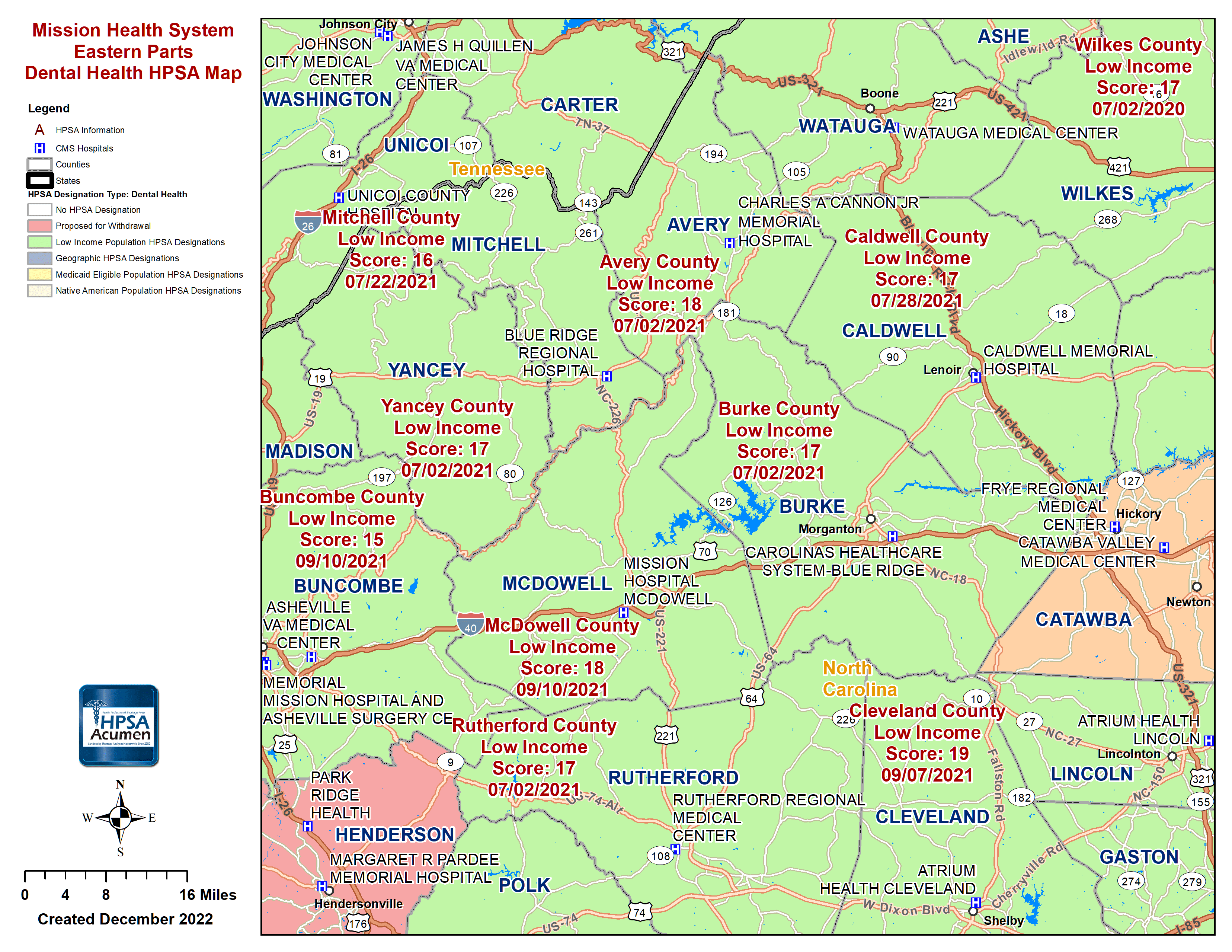 Mission Health Eastern DH HPSA Map