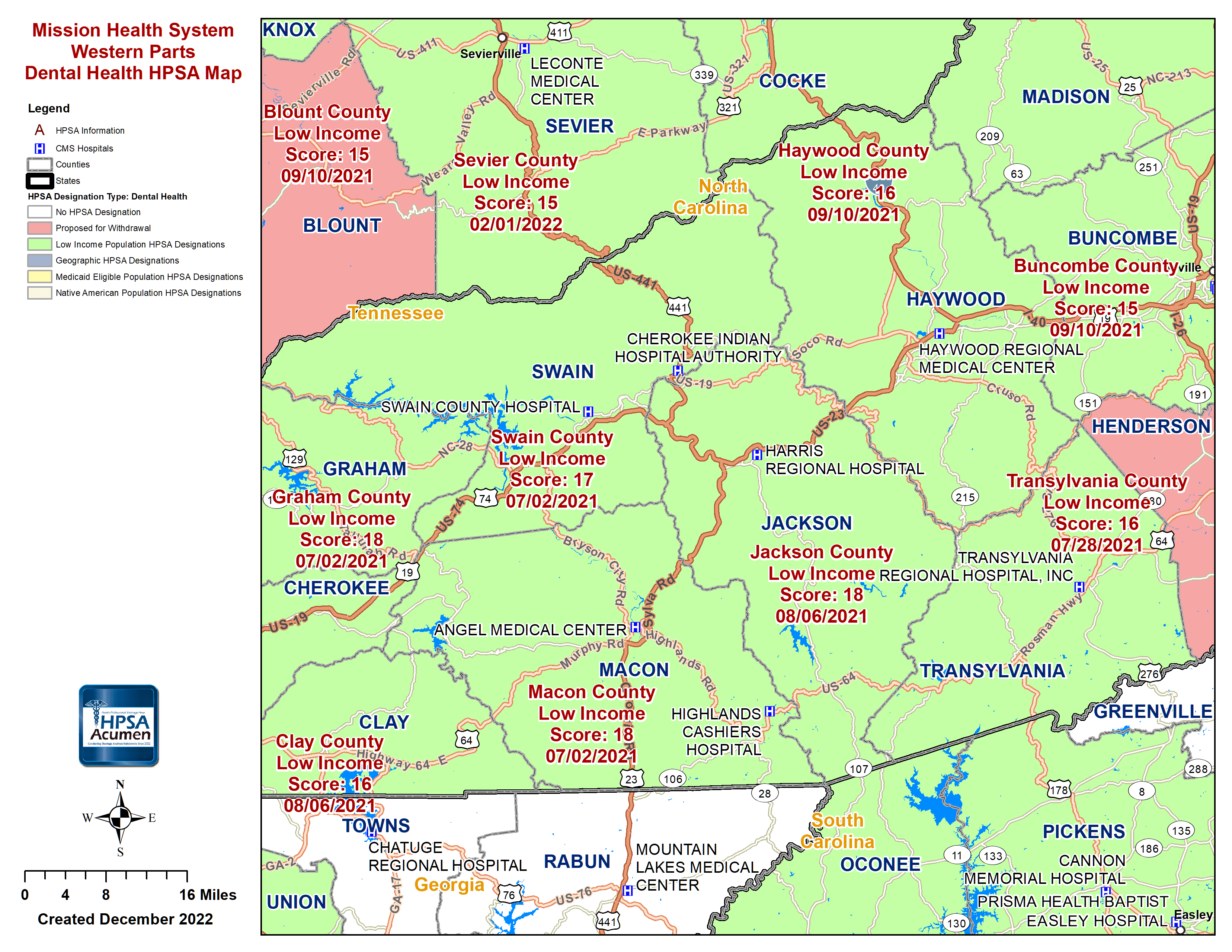 Mission Health Western DH HPSA Map