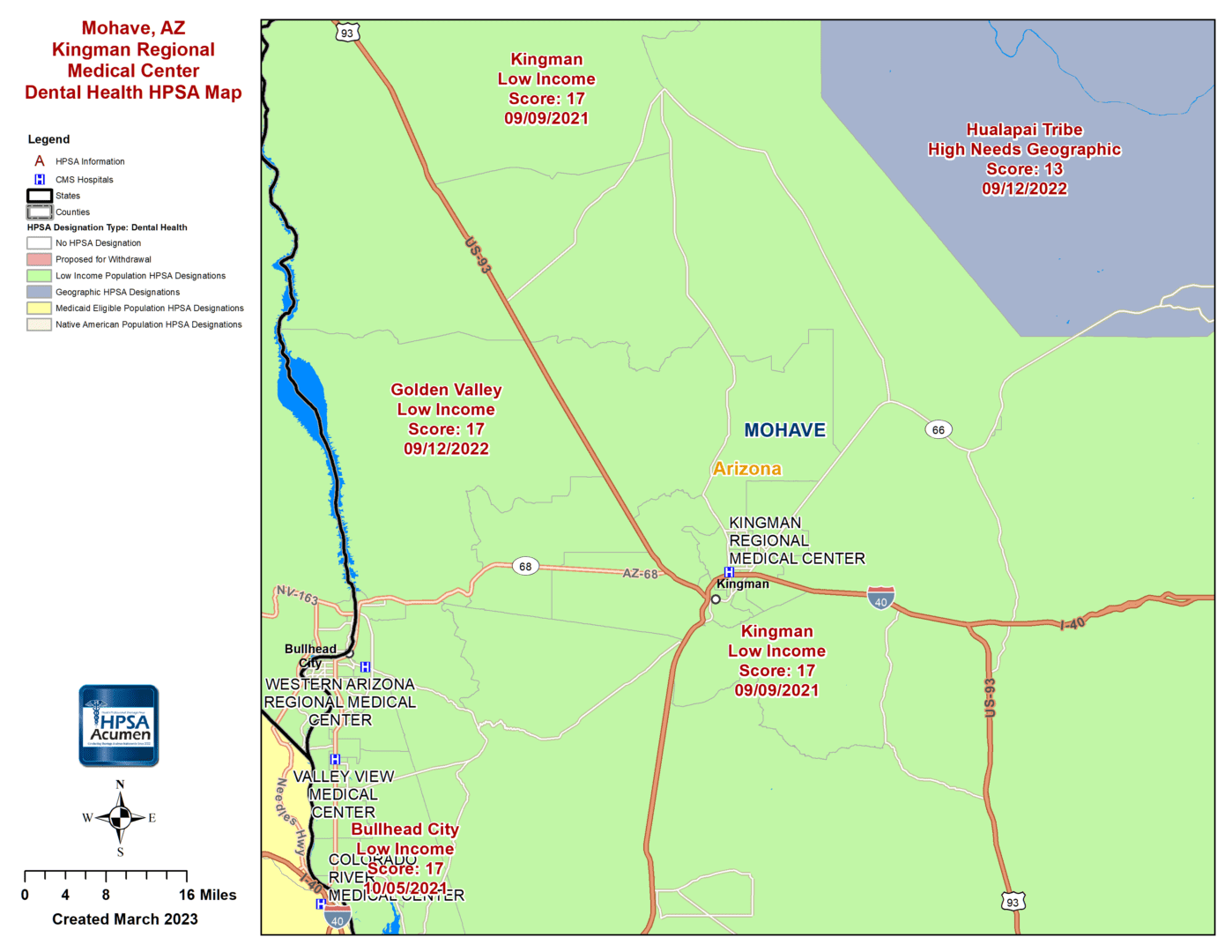 Mohave, AZ DH HPSA Map