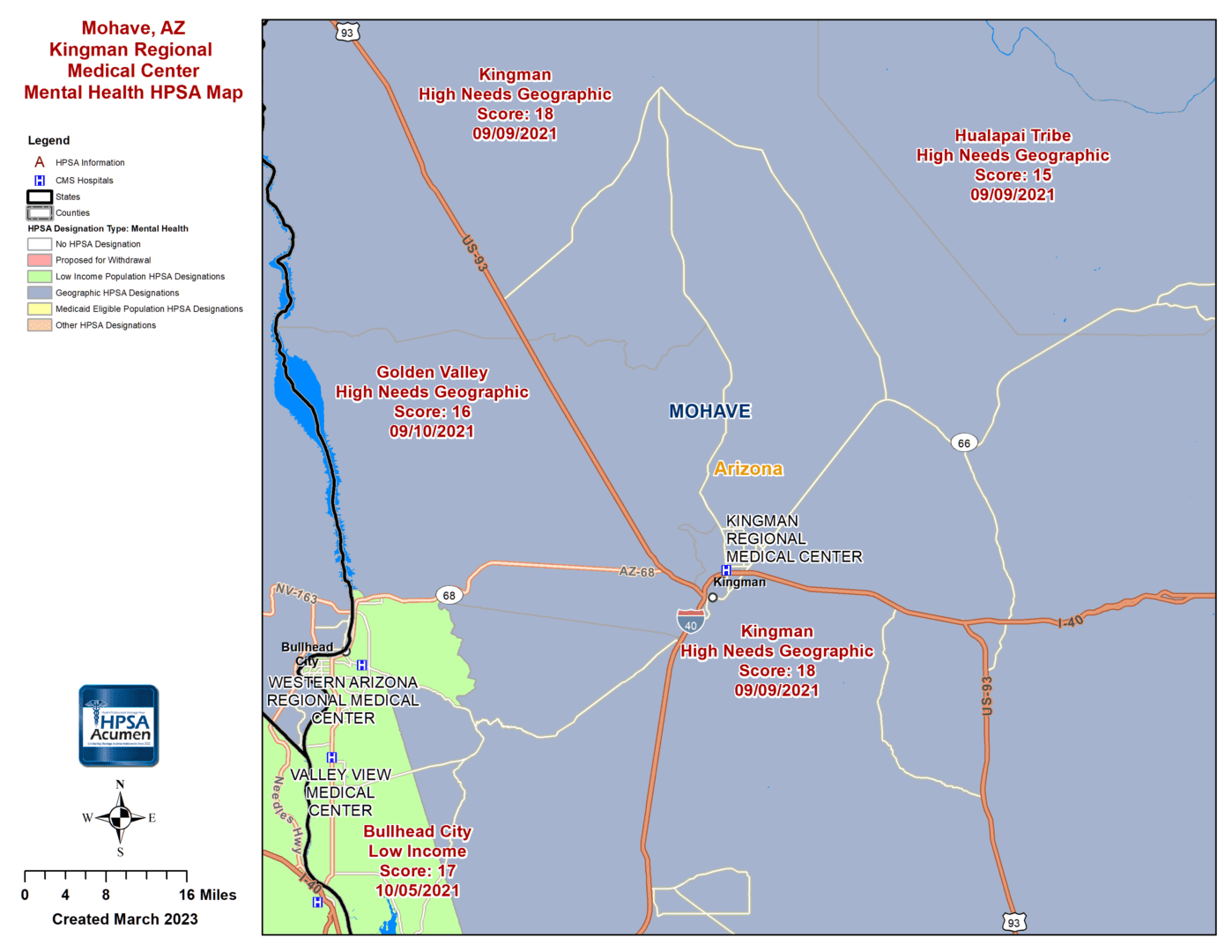 Mohave, AZ MH HPSA Map
