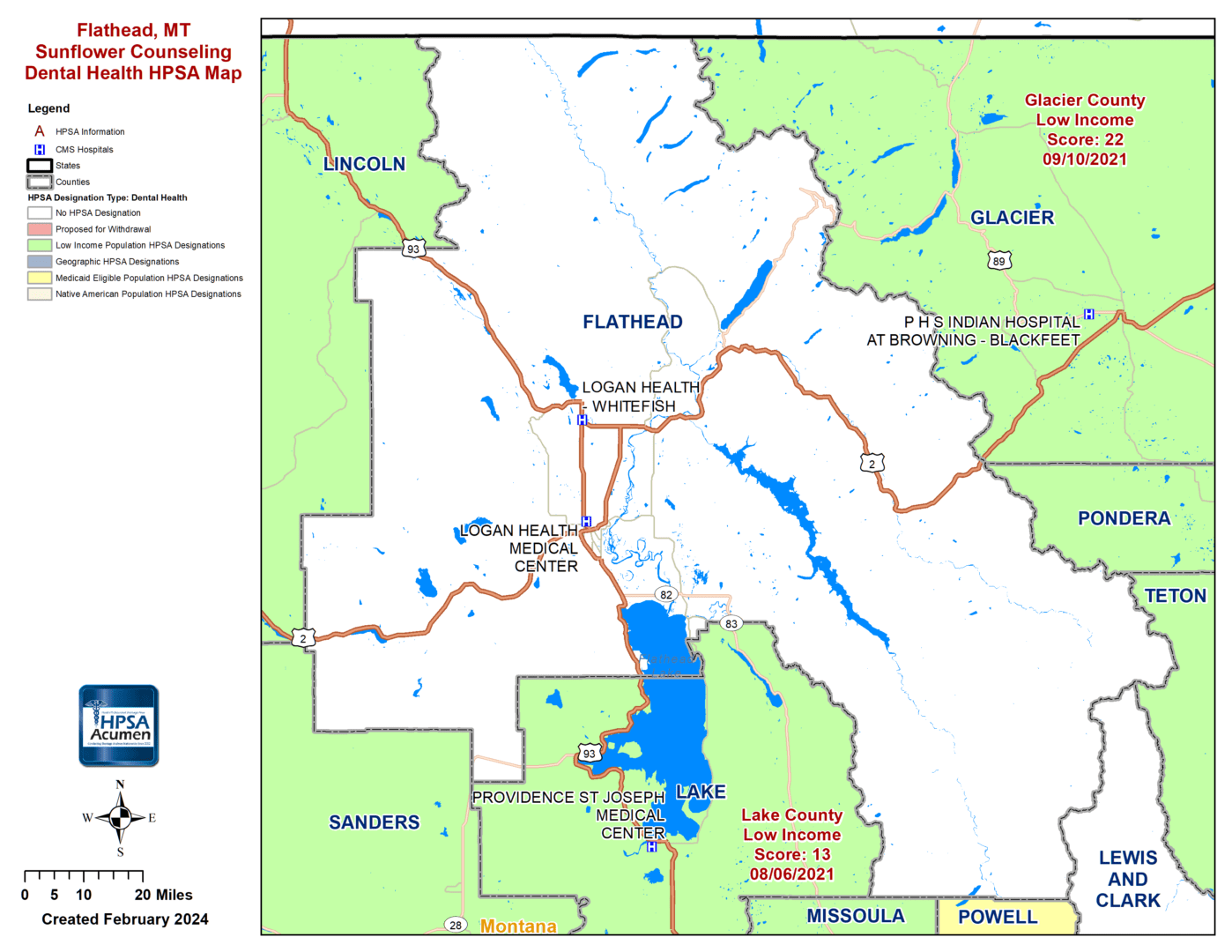 Flathead, MT DH HPSA Map Flathead, MT DH HPSA Map