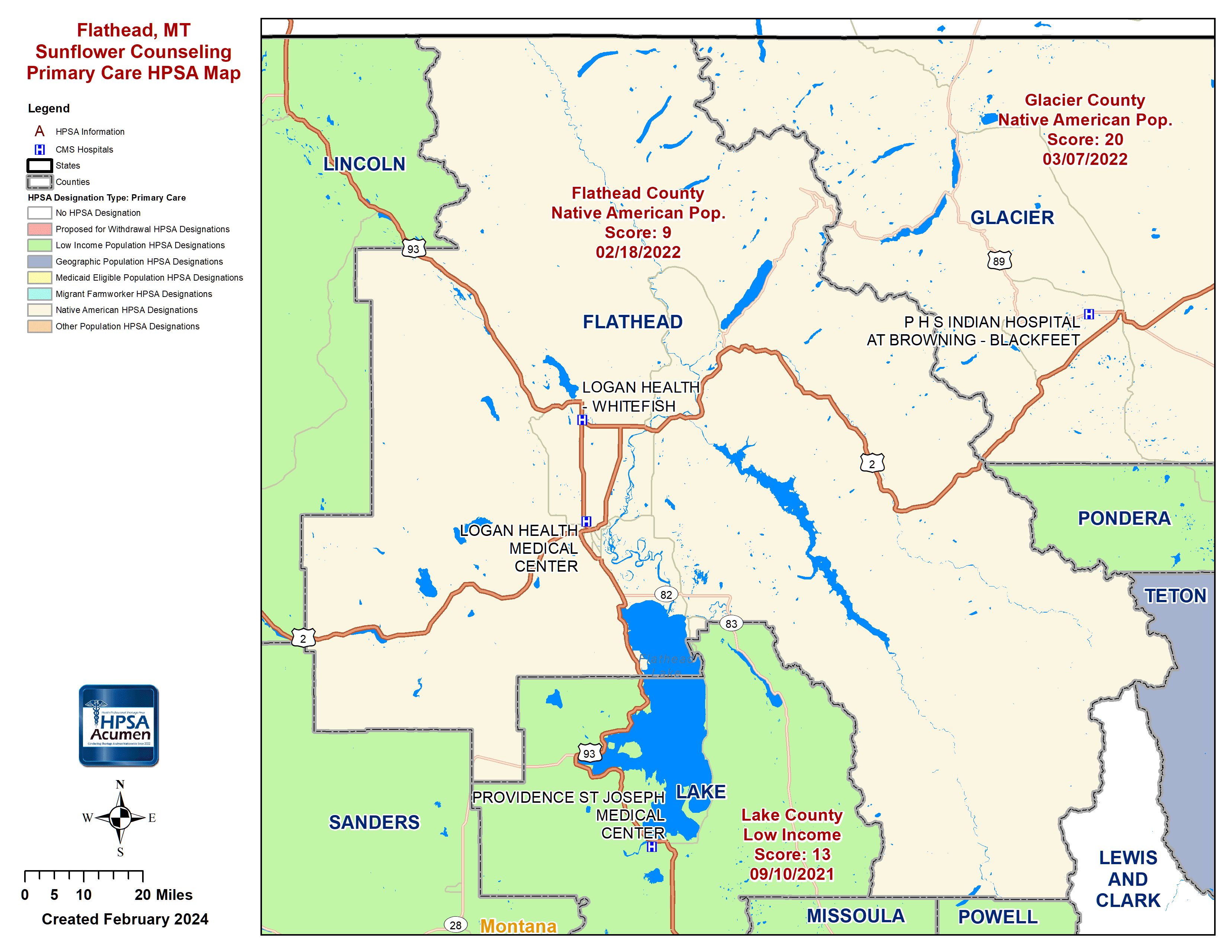 Flathead, MT PC HPSA Map Flathead, MT PC HPSA Map