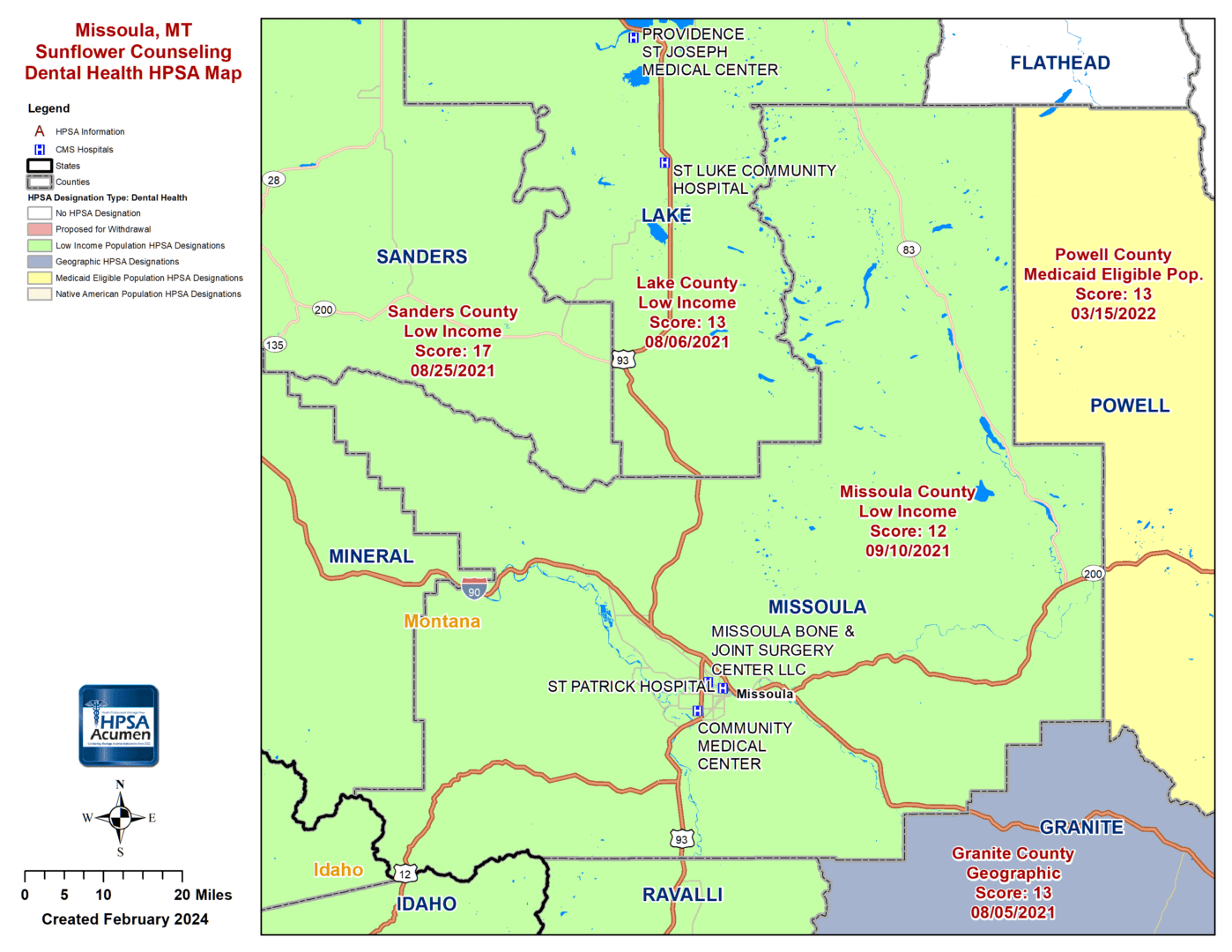 Missoula, MT DH HPSA Map Missoula, MT DH HPSA Map