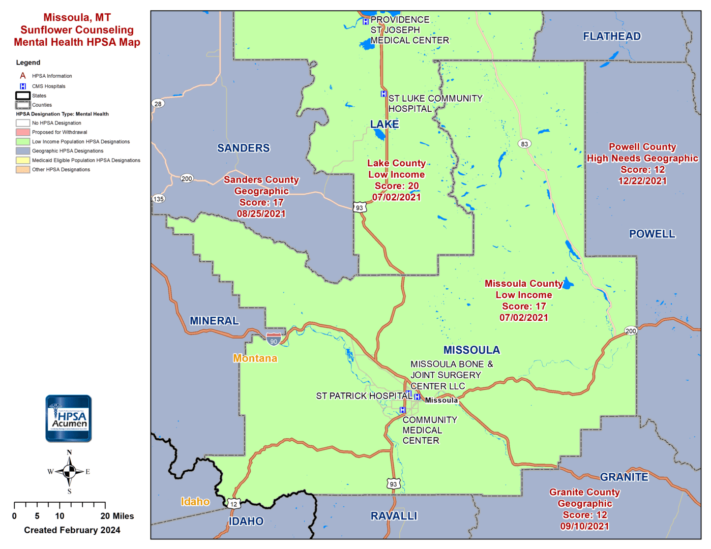 Missoula, MT MH HPSA Map Missoula, MT MH HPSA Map