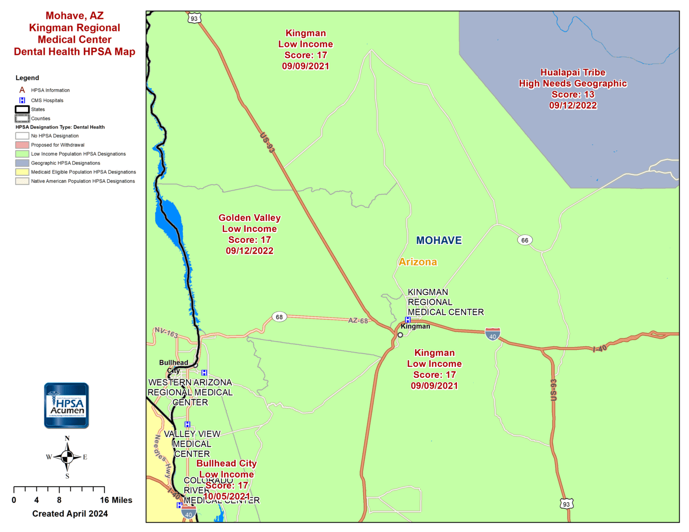 Mohave, AZ DH HPSA Map