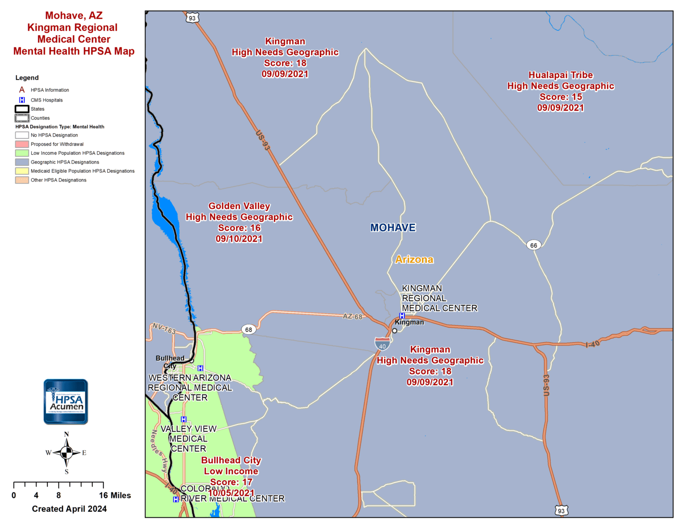 Mohave, AZ MH HPSA Map