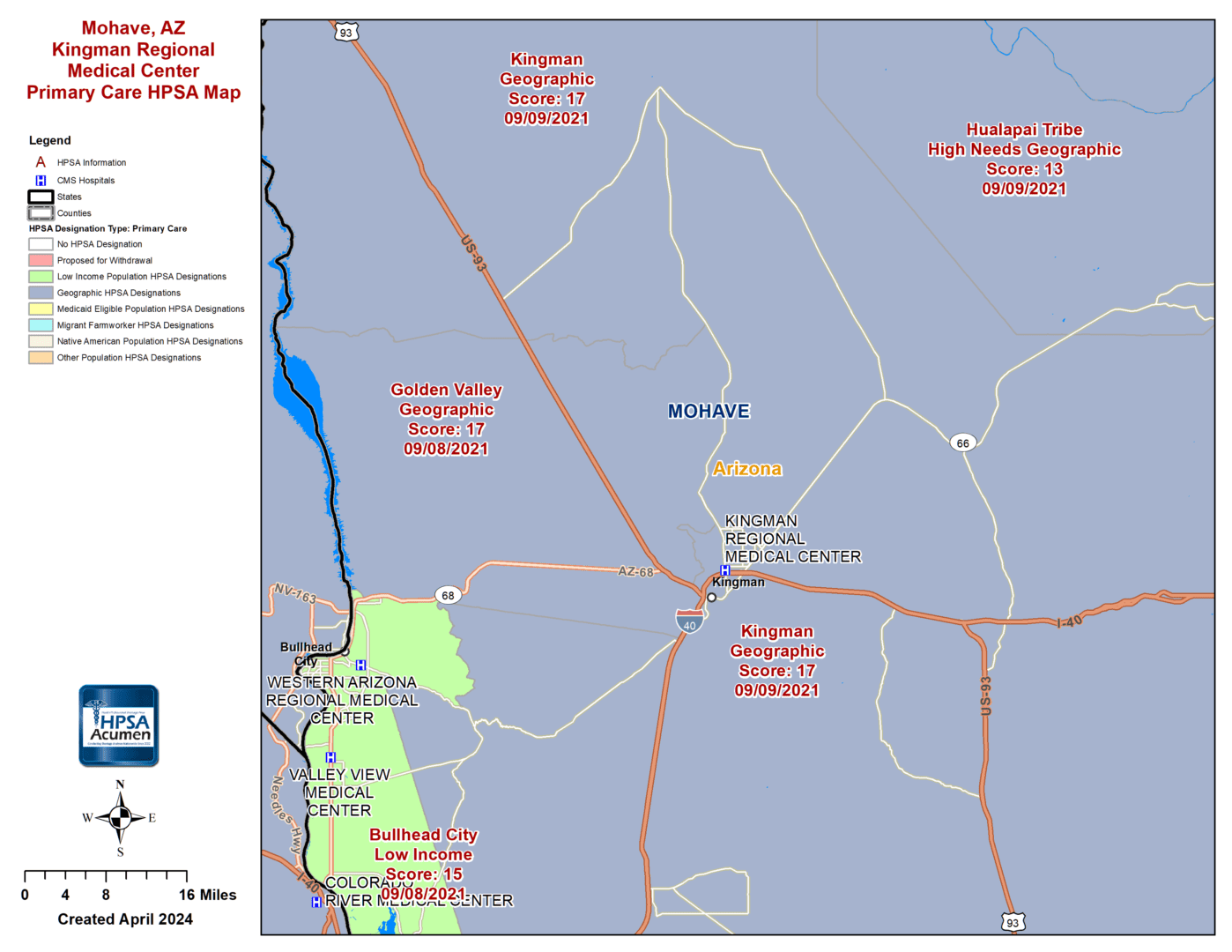 Mohave, AZ PC HPSA Map