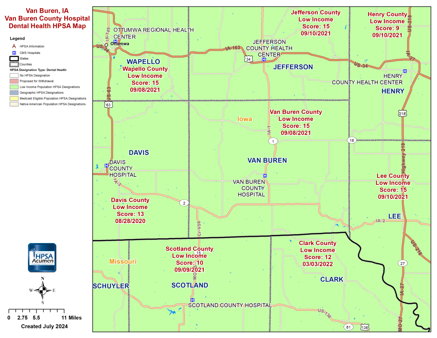 Van Buren, IA DH HPSA Map 7-24 Van Buren, IA DH HPSA Map 7-24