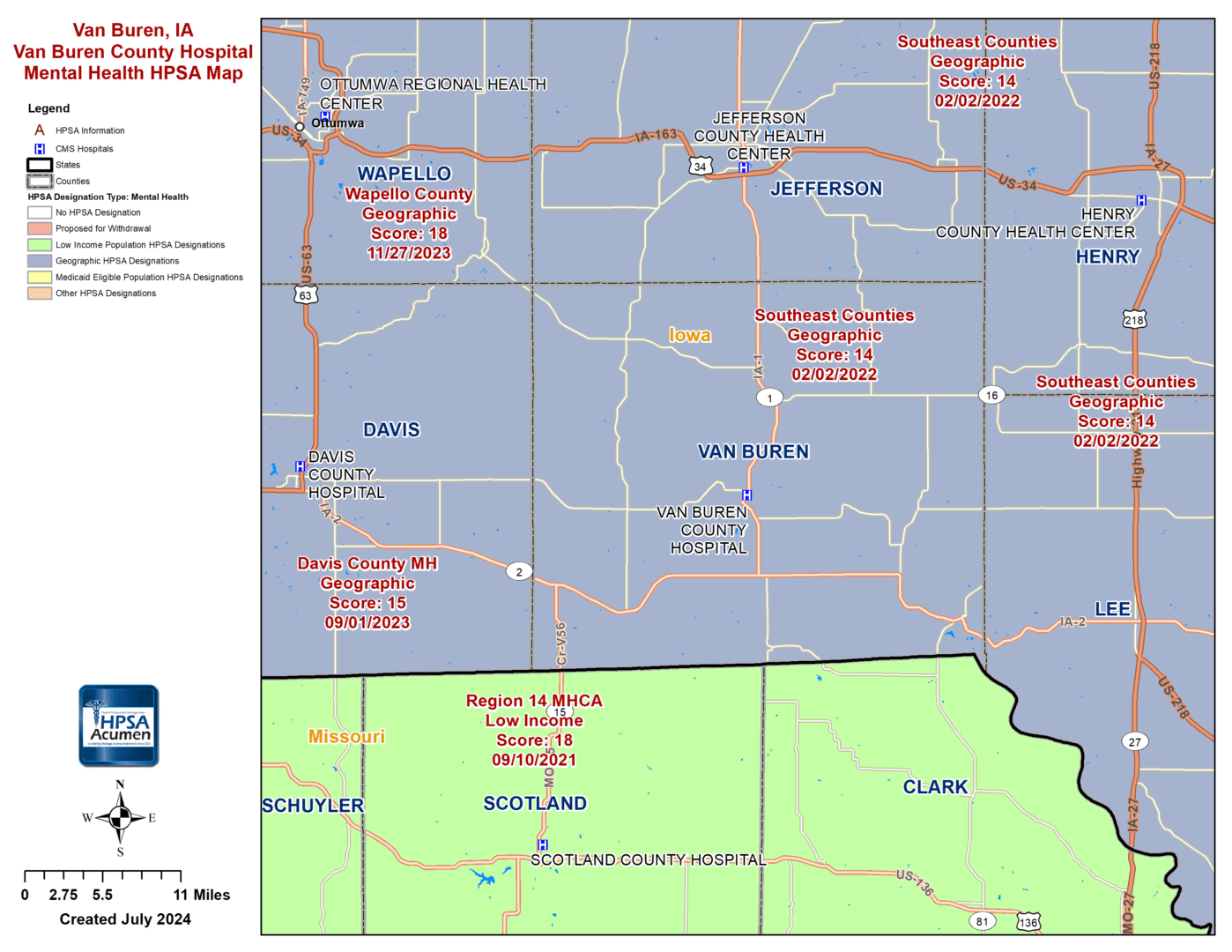 Van Buren, IA MH HPSA Map 7-24 Van Buren, IA MH HPSA Map 7-24