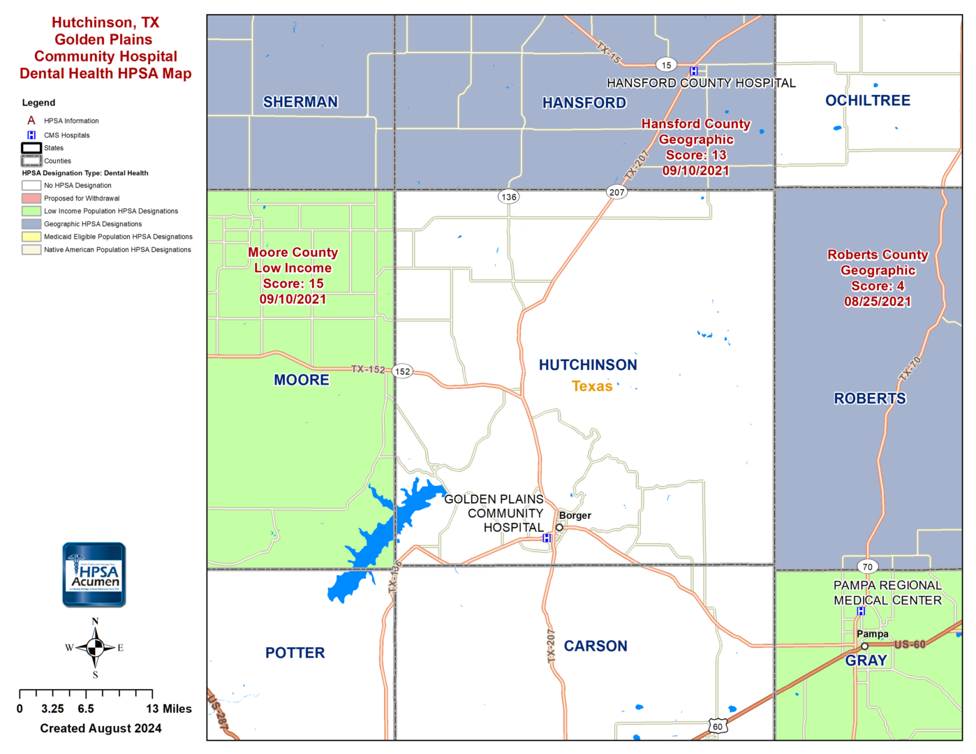 Hutchinson, TX DH HPSA Map