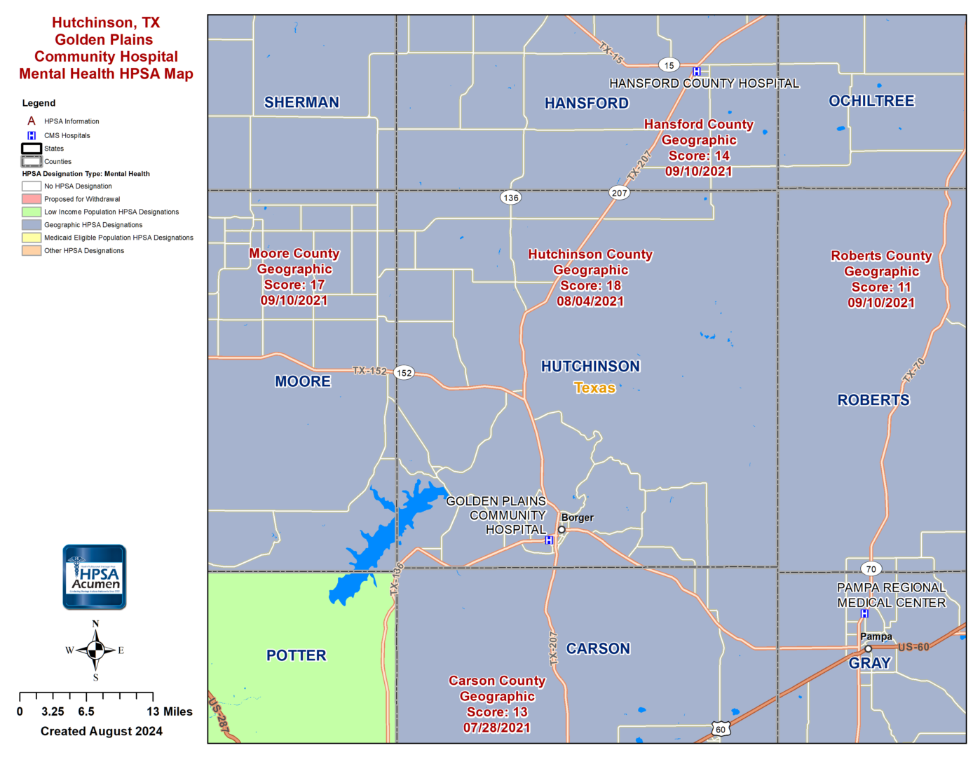 Hutchinson, TX MH HPSA Map