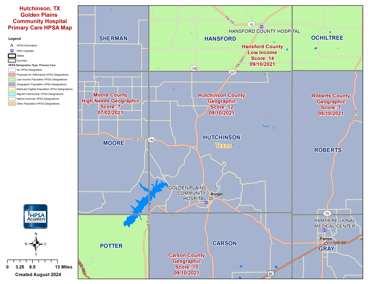 Hutchinson, TX PC HPSA Map