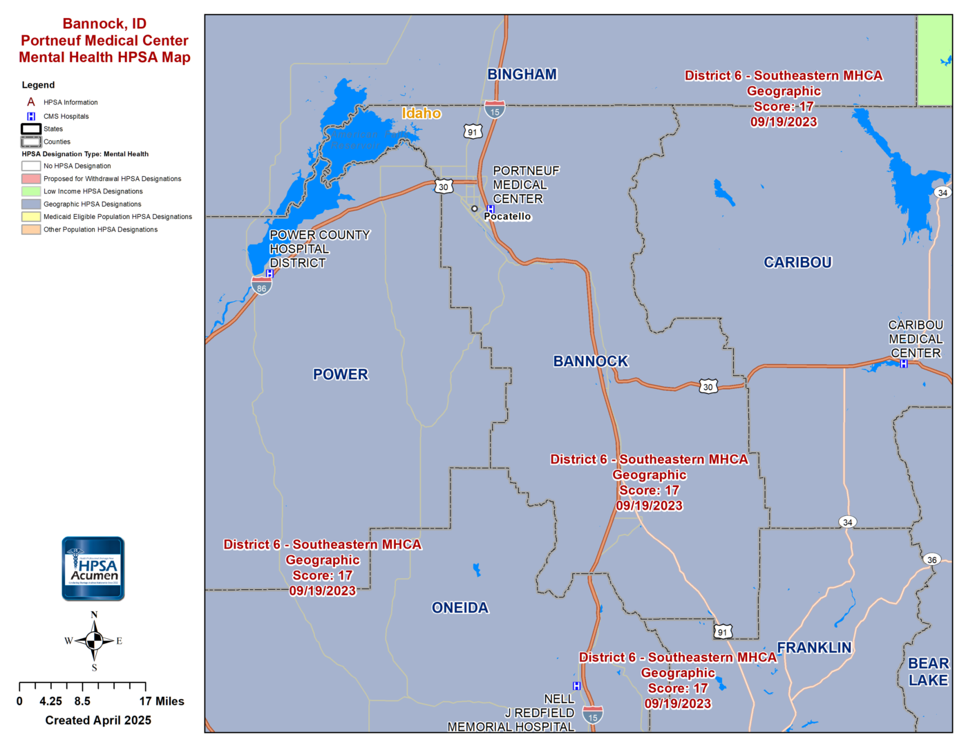 Bannock ID MH HPSA Map