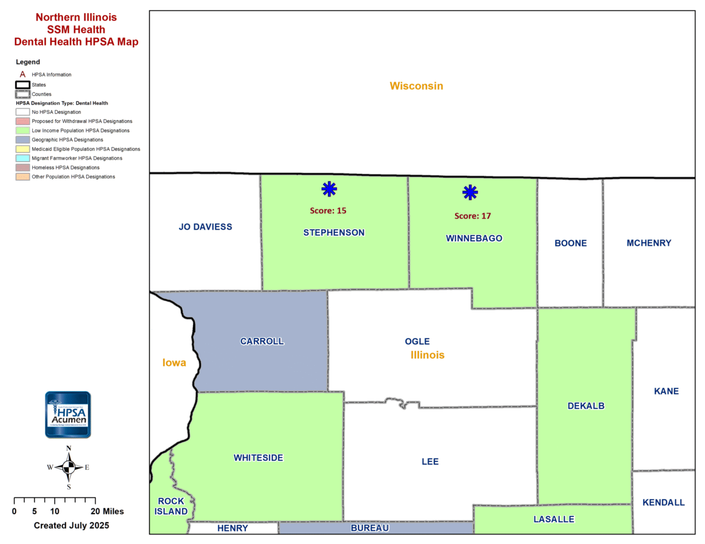 Northern Illinois DH HPSA Map