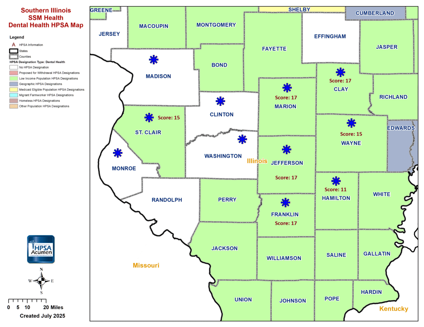 Southern Illinois DH HPSA Map
