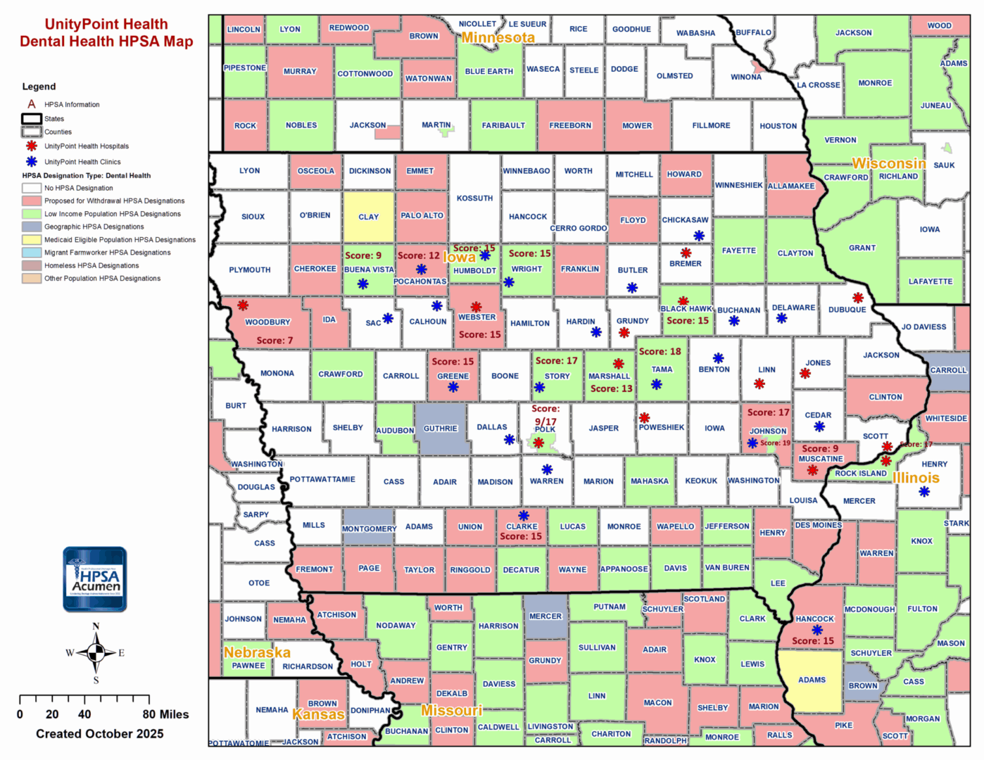 UnityPoint Health DH HPSA Map