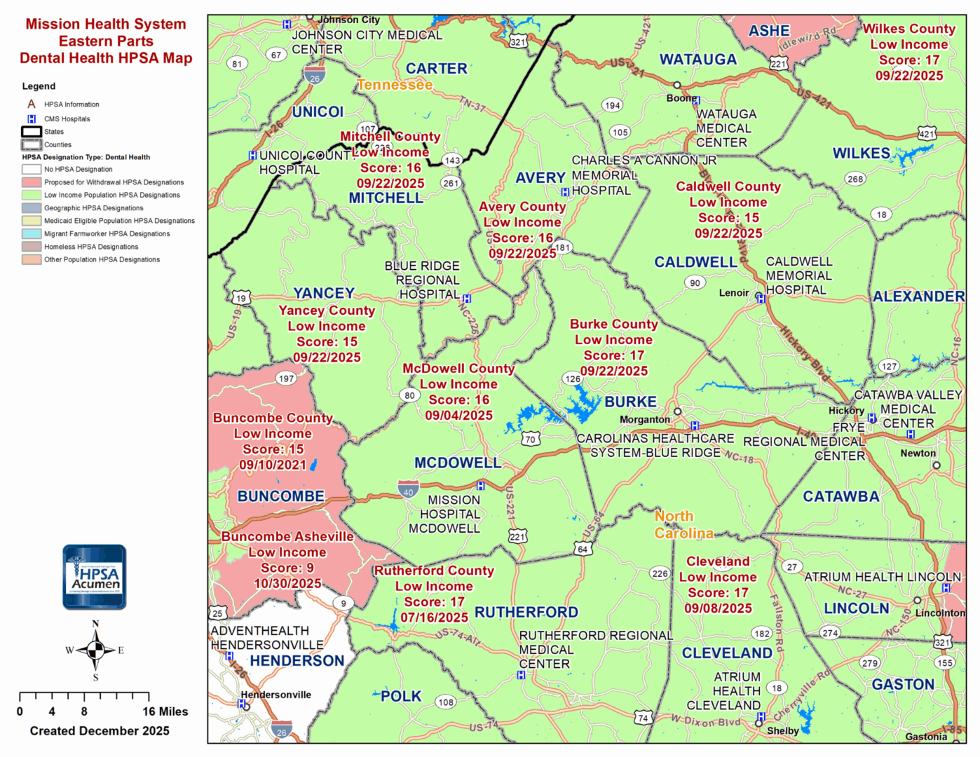 Mission Health Eastern DH HPSA Map