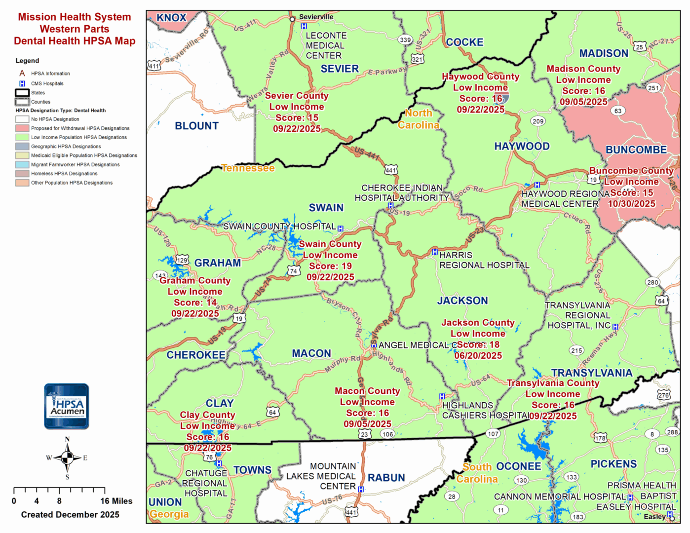 Mission Health Western DH HPSA Map