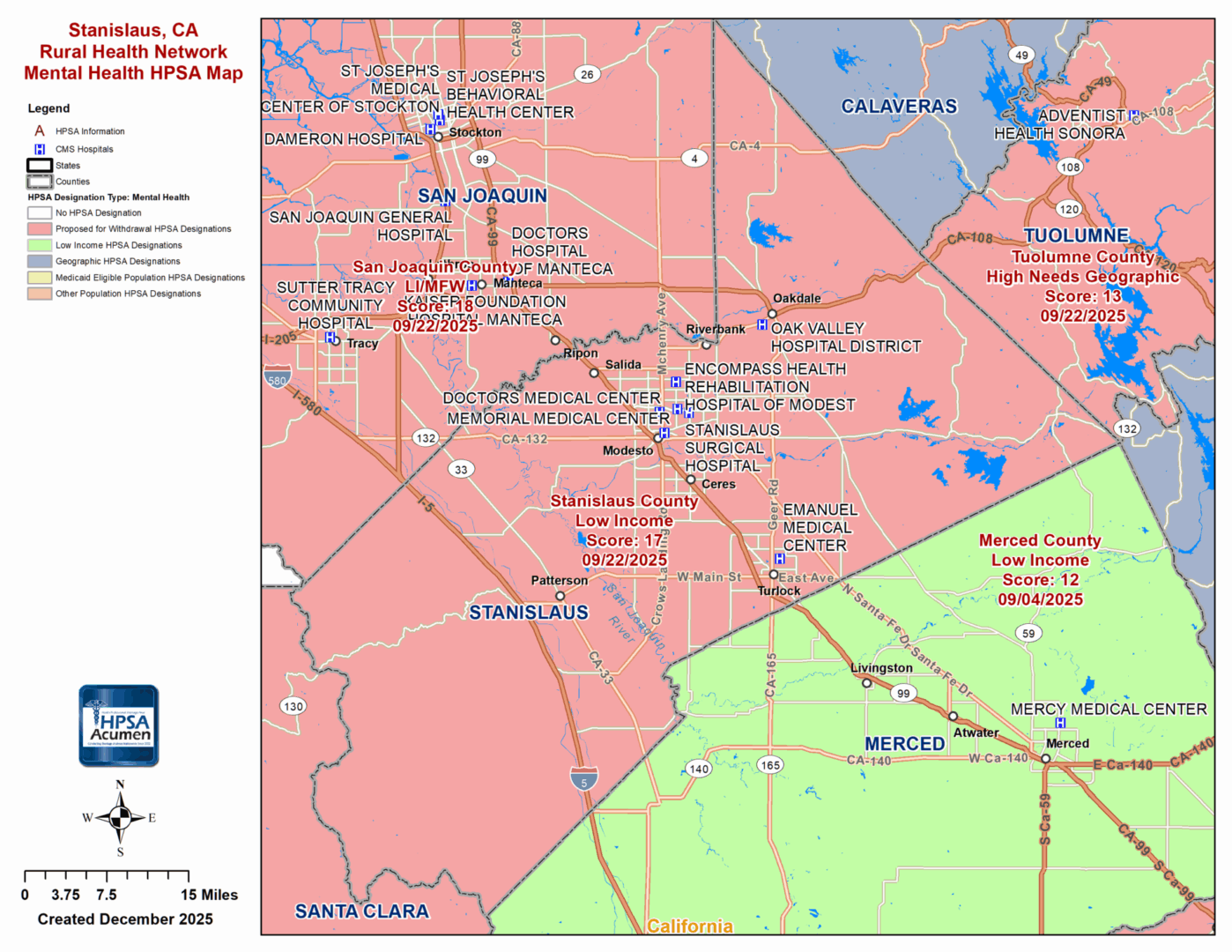 Stanislaus, CA MH HPSA Map PNG