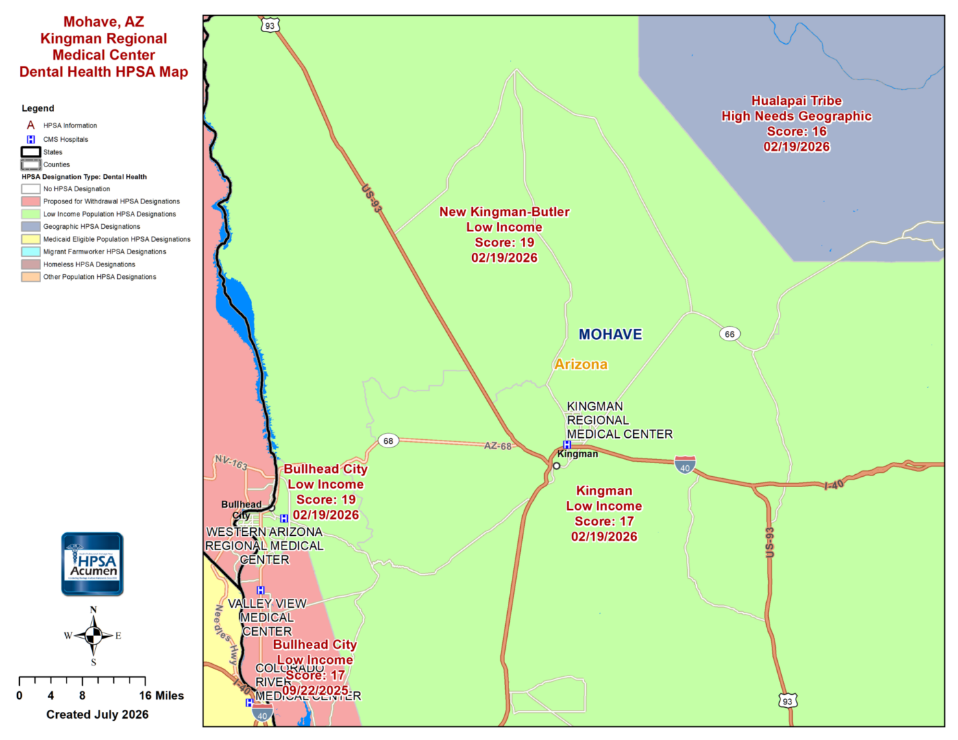 Mohave, AZ DH HPSA Map