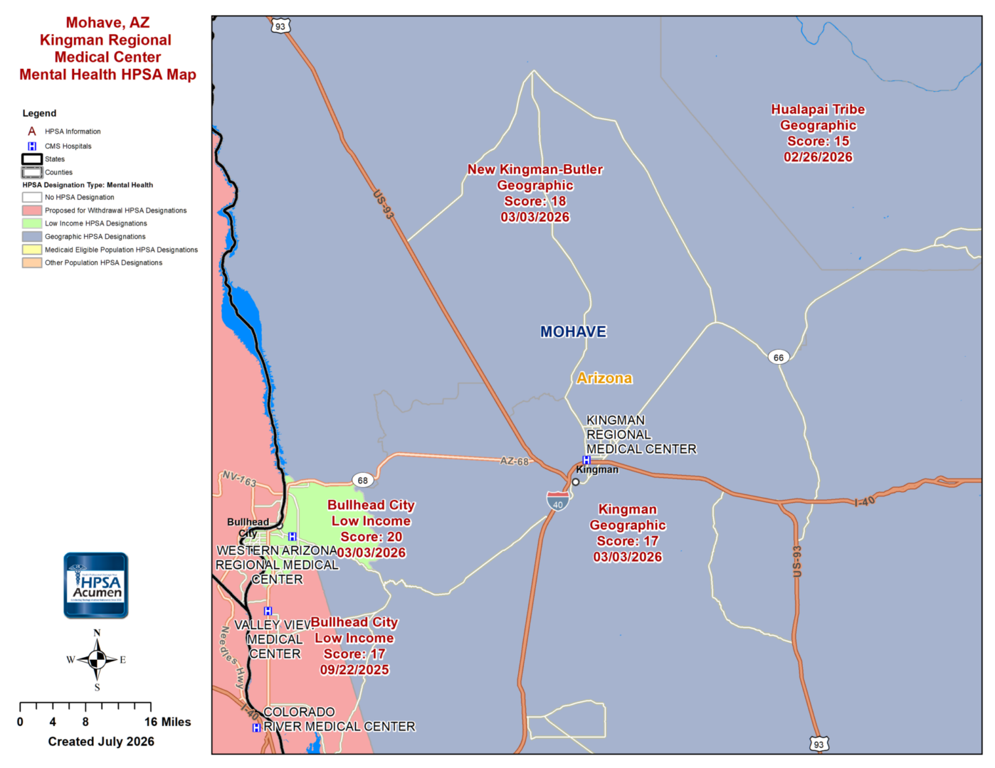 Mohave, AZ MH HPSA Map