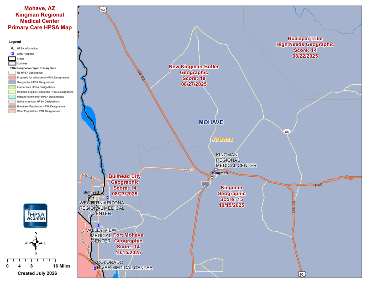 Mohave, AZ PC HPSA Map