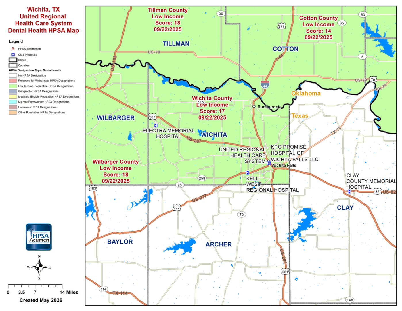 Wichita, TX DH HPSA Map